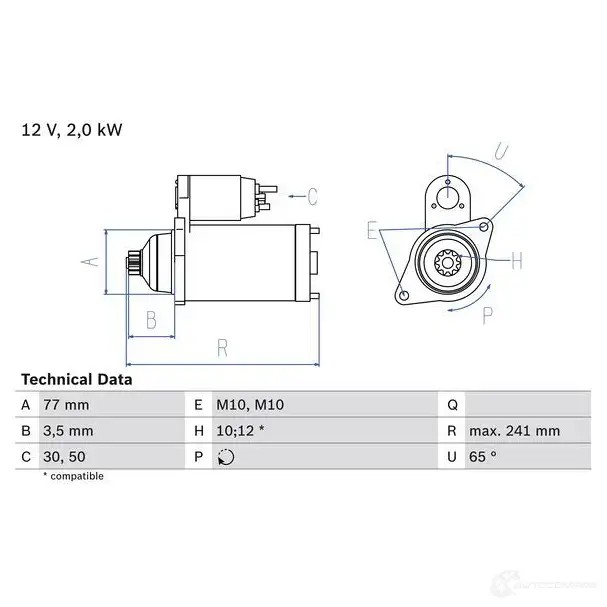 Стартер BOSCH A627AM 1 414 0986014141 331100