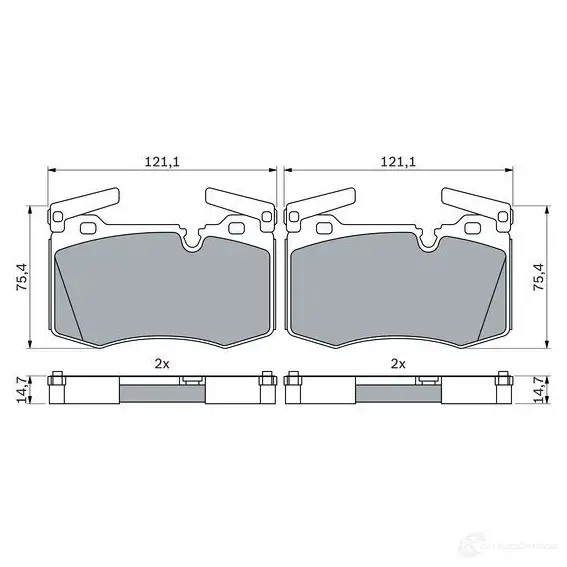 Тормозные колодки, комплект BOSCH 1438404590 0986424918 41J4 TF2