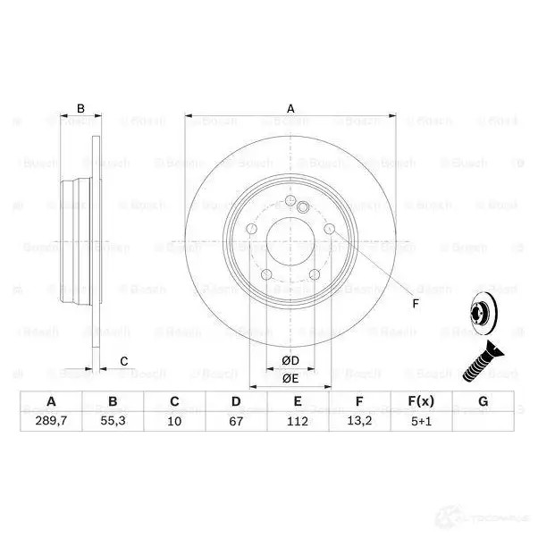 Тормозной диск BOSCH 339069 E1 90 R - 02C0357/0165 BD544 0986478626