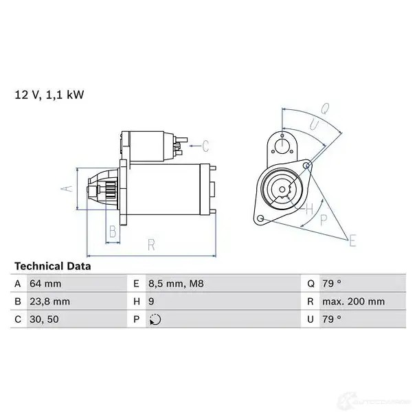 Стартер BOSCH 331605 CAX3D 0986021240 21 24