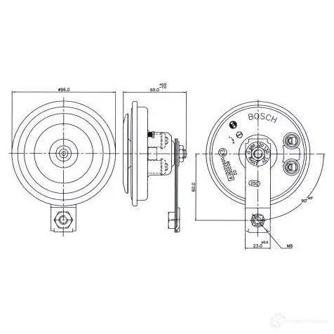 Пневматический звуковой сигнал BOSCH 334718 0986320130 FC4, TYPE A FC4, TYPE A, 12V/335HZ, LOW