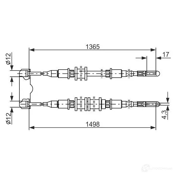Трос ручника, стояночного тормоза BOSCH GFKEF8Y 353387 1987477130 BC1 11