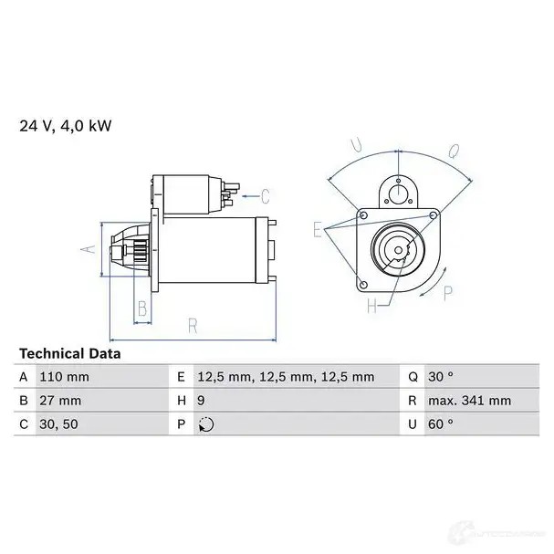Стартер BOSCH 330936 113 1 RBWMC 0986011310