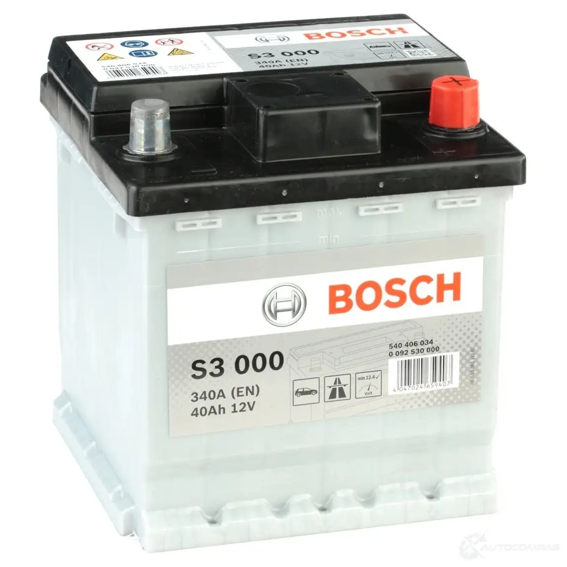 Аккумулятор 40 ач 340 а 12 в кальциевый [ca/ca] 175x175x190 BOSCH 304063 12V 40AH 340A 540 406 034 0092S30000