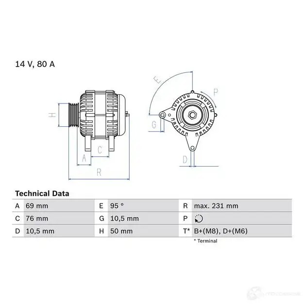 Генератор BOSCH 332451 0986039100 39 10 E4L4G
