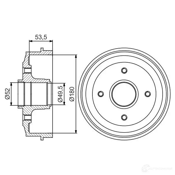 Тормозной барабан BOSCH 338549 D B224 0986477153 407ZJSM