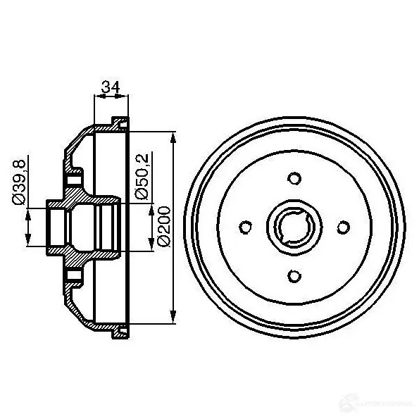 Тормозной барабан BOSCH 4YFW6E 338468 0986477040 D B115