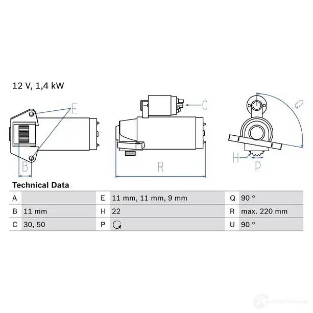 Стартер BOSCH 0986022561 FQ2BA 331673 22 56