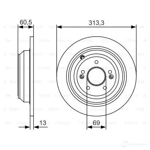 Тормозной диск BOSCH 0986479c27 340248 BD 2166 7S93H
