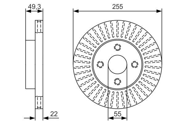 Тормозной диск Bosch E1 90 R - 02C0074/0530 340505 BD1810 0 986 479 T11