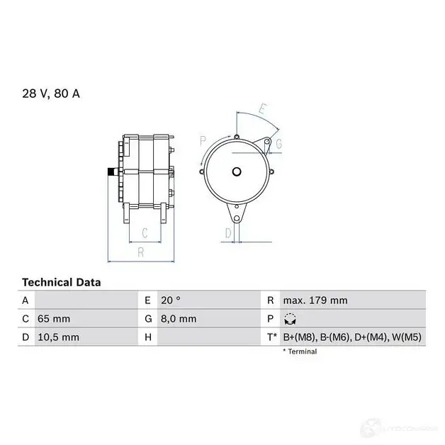 Генератор BOSCH 0986042350 BP9CB 423 5 332719