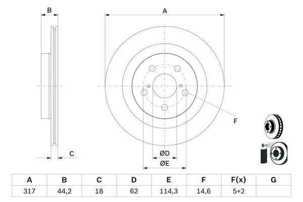 Тормозной диск BOSCH 0 986 479 H19 7W BQOP 1440044713