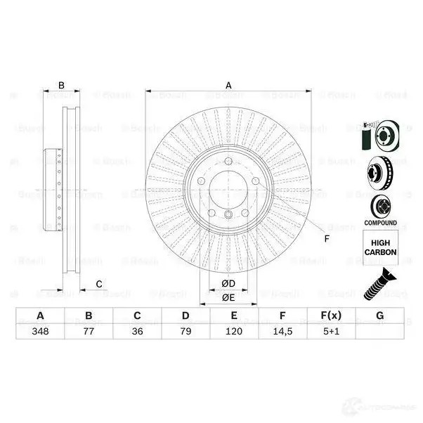 Тормозной диск BOSCH 1424862720 BD 2684 E1 90R 02C0481/0020 0986479e20