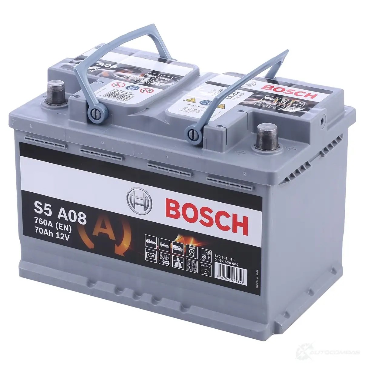 Аккумулятор 70 ач обратная 760 а 12 в agm start-stop agm 278x175x190 BOSCH 304357 S5 A08 0092S5A080 12V 760A 70AH