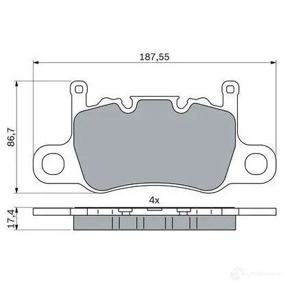 Тормозные колодки, комплект BOSCH KN NOK 0986424605 1437243632
