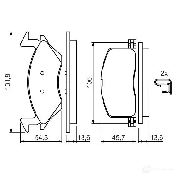 Тормозные колодки, комплект BOSCH BP127 21948 336138 0986424264