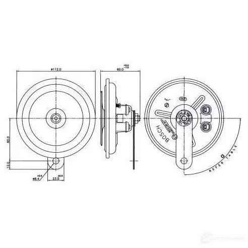 Пневматический звуковой сигнал BOSCH 334805 X5VLH FD4 TYPE A, 12V SET; STEEL 0986320392
