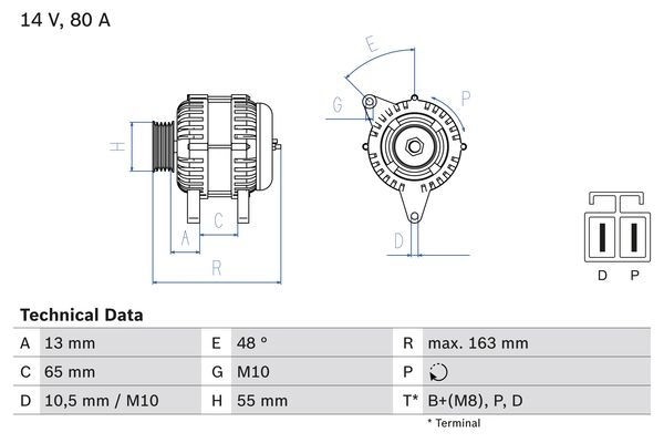 Генератор Bosch 827 1 EKDXZ7 0 986 082 710 333448