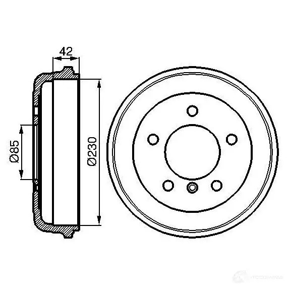 Тормозной барабан BOSCH 77WG49 0986477101 338506 DB17 6