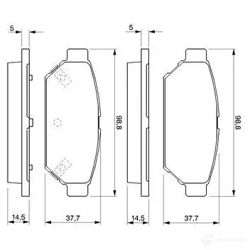 Тормозные колодки, комплект BOSCH 2187 3 7474D596 0986424464 336221