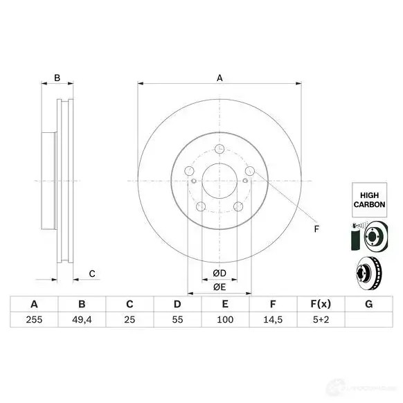 Тормозной диск BOSCH 1437241150 0986479f72 2R3HG T