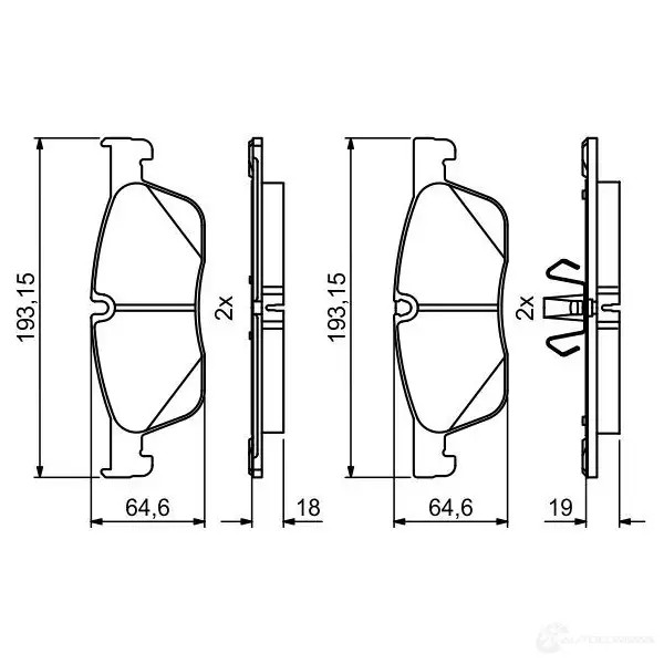 Тормозные колодки, комплект BOSCH 22322 0986494831 1193484228 BP2005