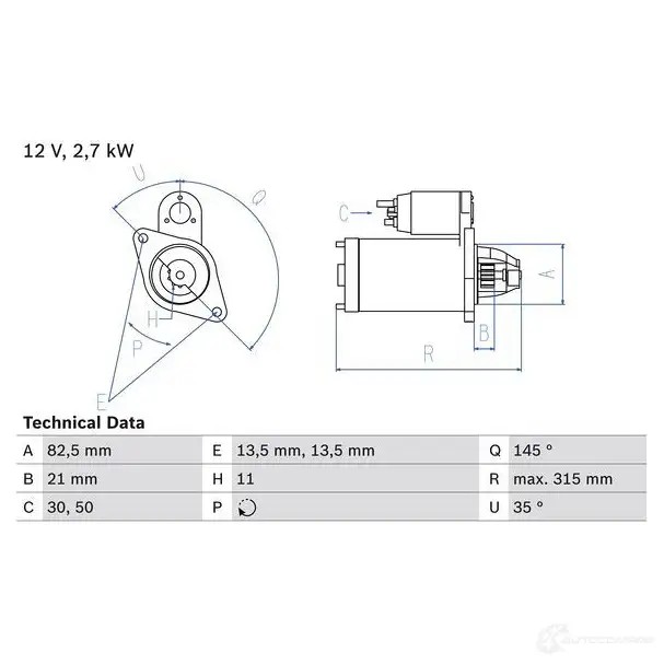 Стартер BOSCH 331366 0986017970 S1FKTR6 179 7