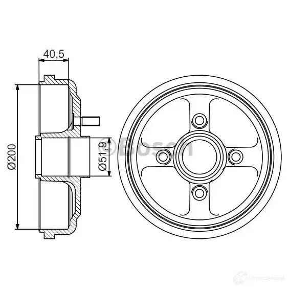 Тормозной барабан BOSCH 1193477204 8WNQ304 D B379 0986477310