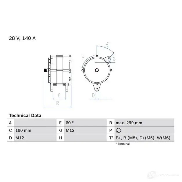 Генератор BOSCH 333026 93LUWG2 47 16 0986047160