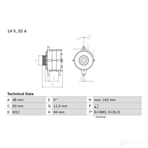 Генератор BOSCH 0986035760 74AWAG 332231 357 6