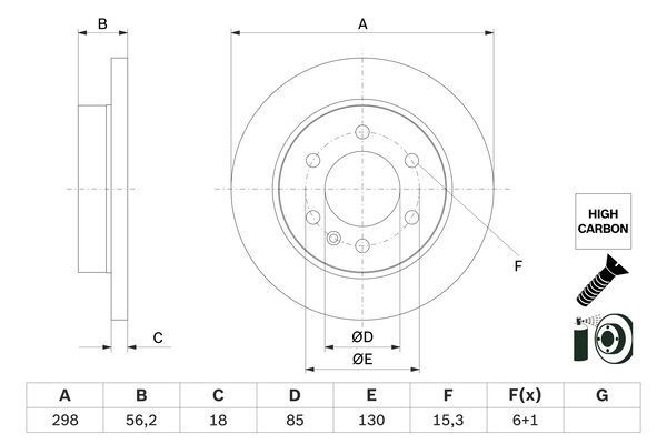 Тормозной диск BOSCH 5 30OJO2 0 986 479 H07 1440044704