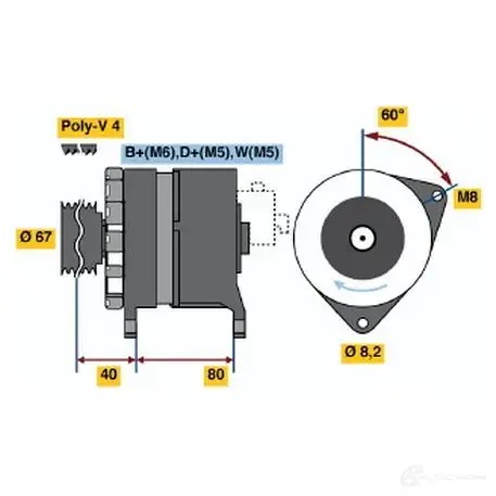 Генератор BOSCH 0986036631 T6S1W77 332284 3 663