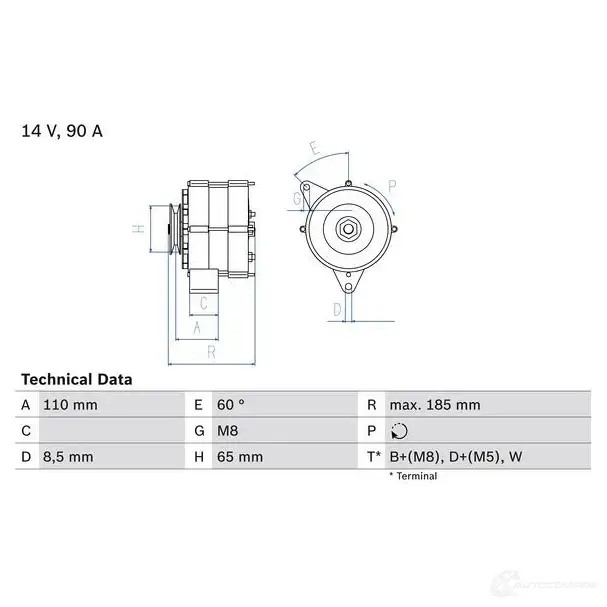Генератор BOSCH 3 809 W431AZQ 0986038090 332372