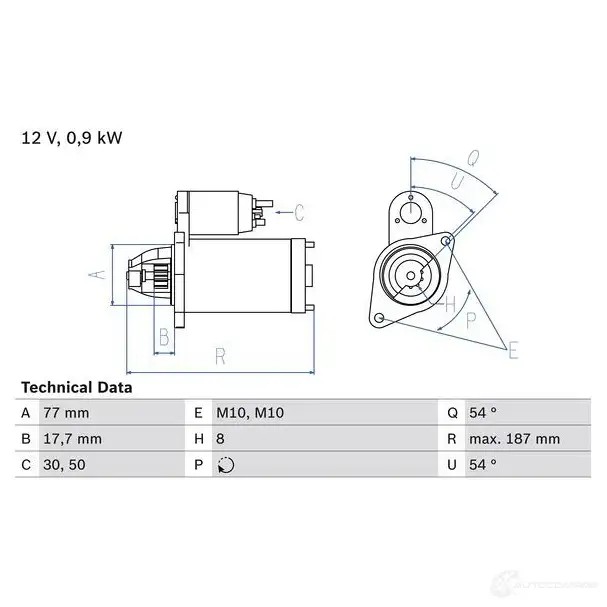 Стартер BOSCH 331676 2 259 D94Y74 0986022591