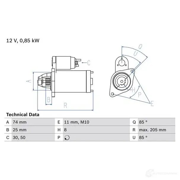 Стартер BOSCH XA2TLP1 0986025640 331893 2 564