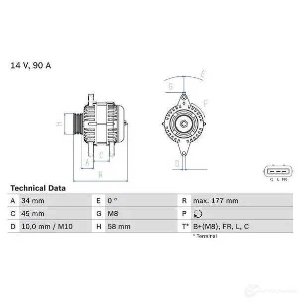 Генератор BOSCH BEEH3 333497 8 338 0986083380