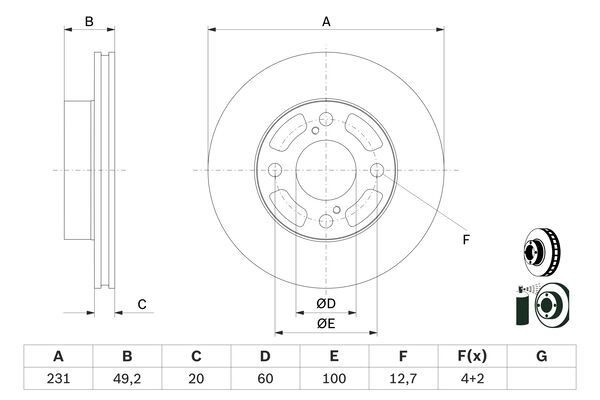 Тормозной диск BOSCH 1440044690 0 986 479 G91 809T0Y S