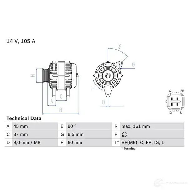 Генератор BOSCH JUGLC1 0986082410 824 1 333431