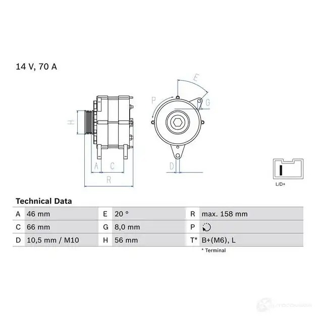 Генератор BOSCH 0986036851 332301 E1UZV 368 5
