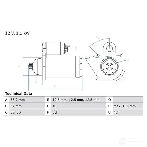 Стартер BOSCH 6WRFG 0986020330 2 033 331537