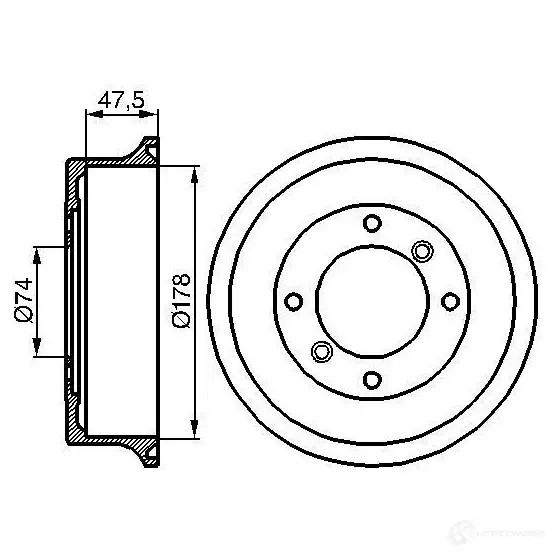 Тормозной барабан BOSCH 0986477062 QLTMAQG 338486 D B137