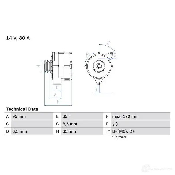 Генератор BOSCH 332180 0986034710 U02BU 347 1