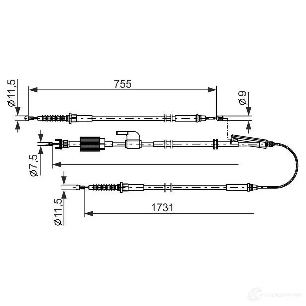 Трос ручника, стояночного тормоза BOSCH 1425139102 BC2 804 A2T0M 1987482804