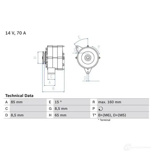 Генератор BOSCH 416 2 0986041620 PVCAVP 332652