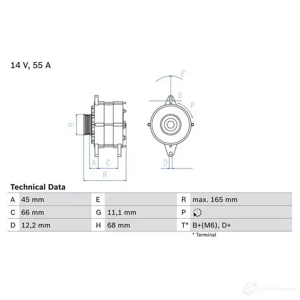 Генератор BOSCH 332111 3 389 M50U99T 0986033890
