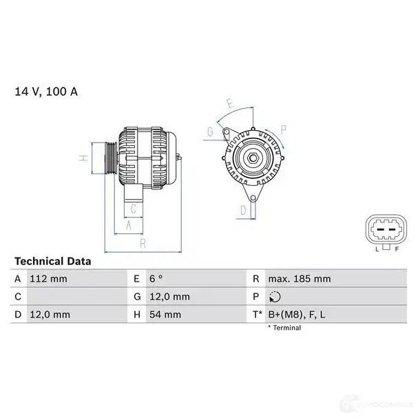 Генератор BOSCH 333503 834 5 IUQ8NV 0986083450