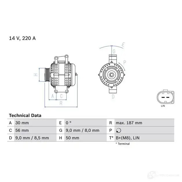 Генератор BOSCH RSVJ0P 0986047800 478 0 333082