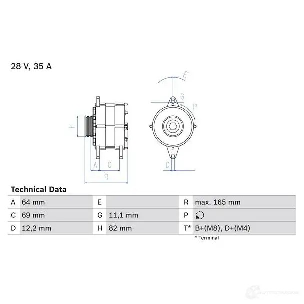 Генератор BOSCH 332678 0986041940 419 4 DOO8K1