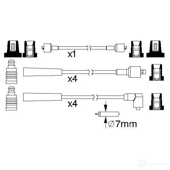Высоковольтные провода зажигания, комплект BOSCH 0986357103 1193471666 FAMQX7 B 103