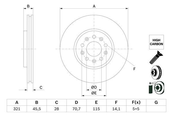 Тормозной диск BOSCH 1440044656 JMCHG L 0 986 479 F03